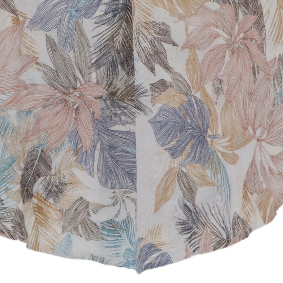 Rosemarine Linen Floral Shirt Dress Button Front Roll Tab Italy Size M - Picture 8 of 11